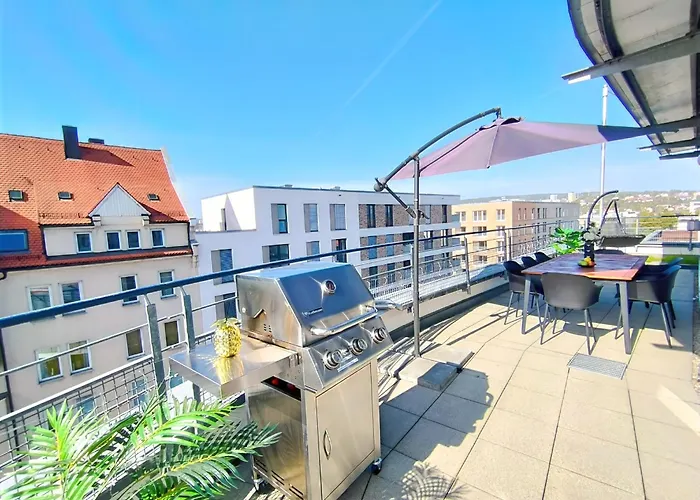 Ulmer Penthouse Fuer 7, Arbeitsplatz, Xxl-Dachterrasse, Grill, Wii