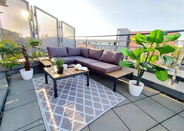 Ulmer Penthouse Fuer 7, Arbeitsplatz, Xxl-Dachterrasse, Grill, Wii
