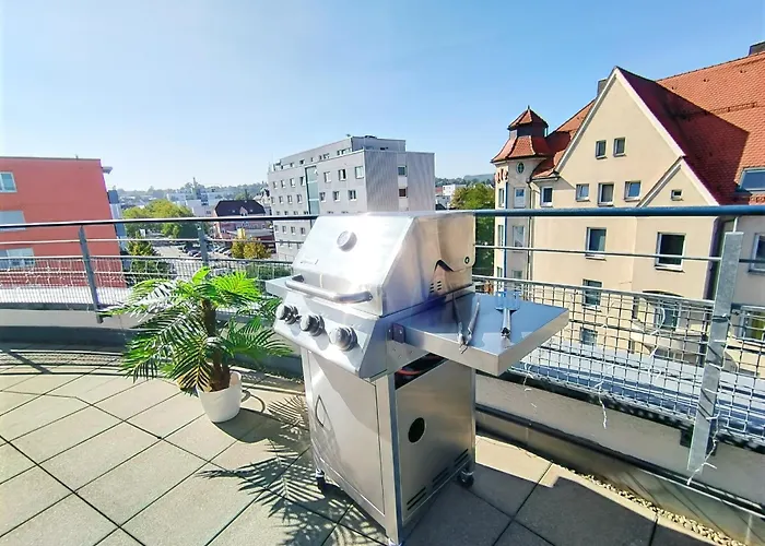 Ulmer Penthouse Fuer 7, Arbeitsplatz, Xxl-Dachterrasse, Grill, Wii