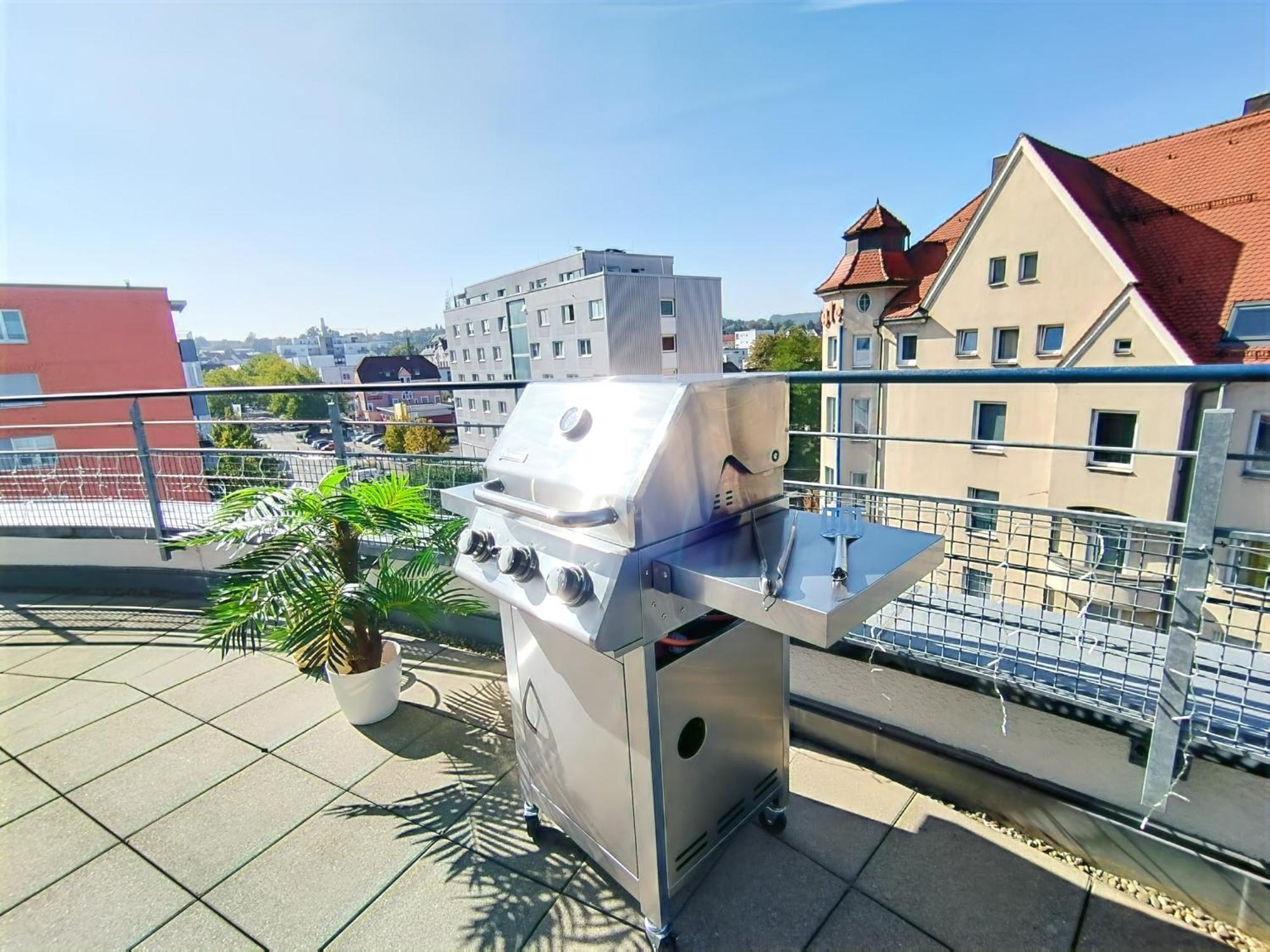 Ulmer Penthouse Fuer 7, Arbeitsplatz, Xxl-dachterrasse, Grill, Wii *